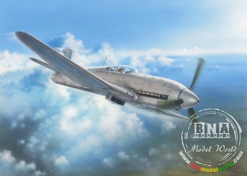 Gray Heinkel He 100D test plane model aircraft with blue accents, side view