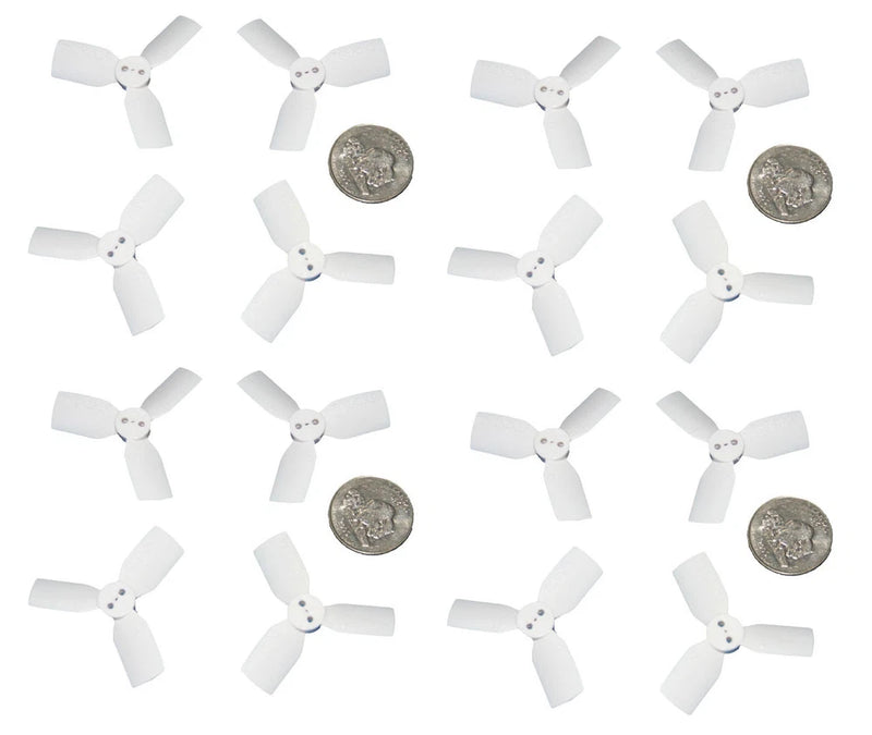 White 3-blade drone propellers with central hubs, set of multiple