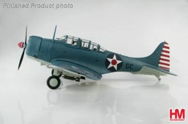 Hobbymaster 1:32 Douglas Dauntless model aircraft with teal fuselage and U.S. flag tail