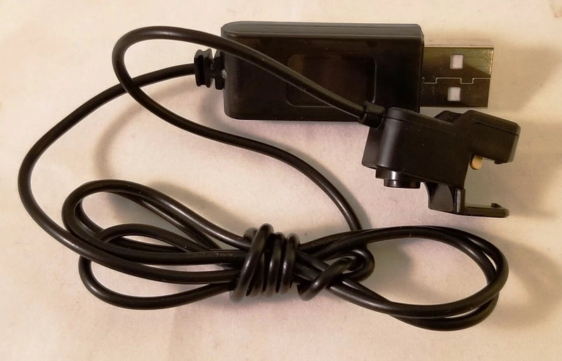 Black USB battery charging cable with connector clip for RC drone 3.7V battery