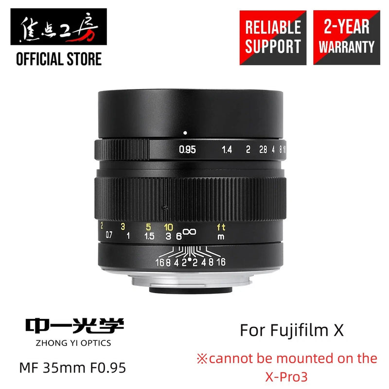 ZhongYi Mitakon SPEEDMASTER 35mm F0.95 II for Fujifilm X mount camera =Black=