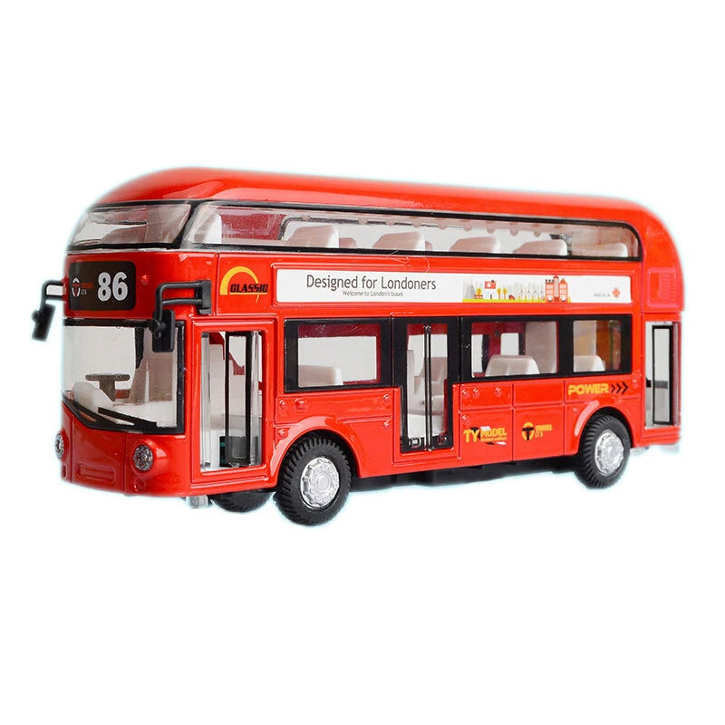 6.7 Inch London Double Decker Bus Model Toy Car Diecast Toy Vehicle Door Open