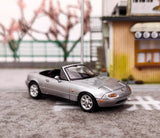HJ 1:64 Silver JDM MX5 Miata Eunos Roadster Sports Model Diecast Metal Car