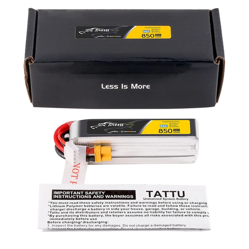 Tattu 850mAh 3S 95C 11.4V HV Lipo RC Drone Battery Long Pack with XT30 Plug Battery