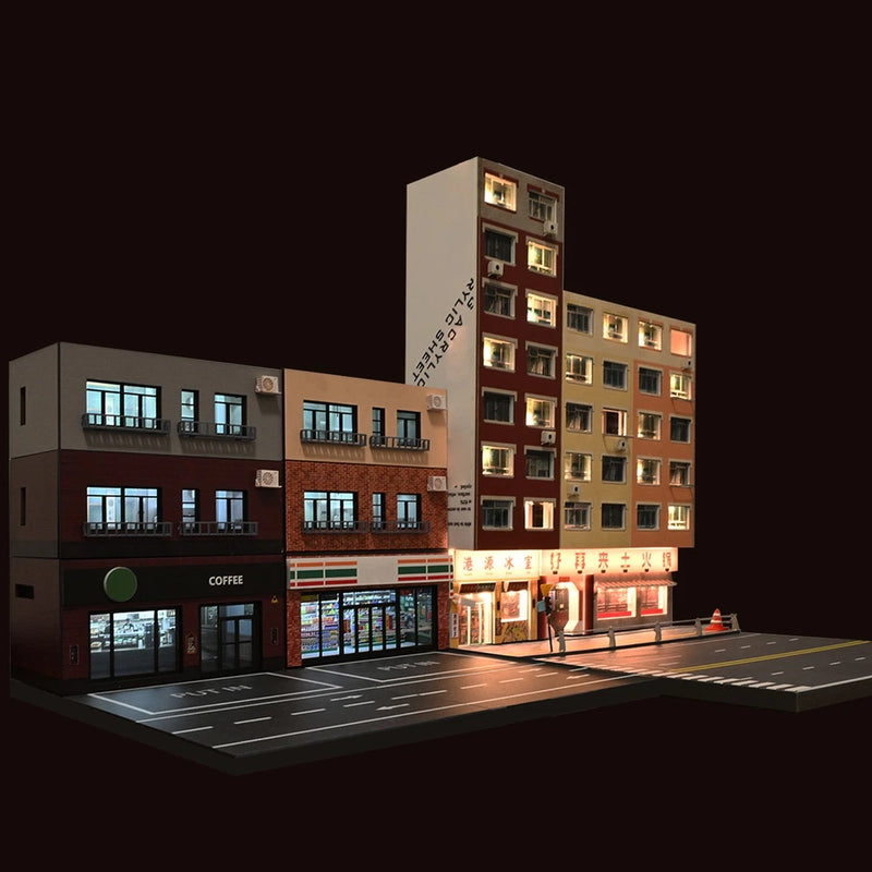 Diorama 1/64 Car Parking Lot Model LED Lighting City Street View Scene Model Toy