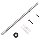 RC helicopter upgrade kit: metal rotor shaft, screws, white plastic piece, rubber ring