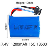 1Pcs 7.4V 1200mAh Li-ion Battery For Electric remote control aircraft helicopter