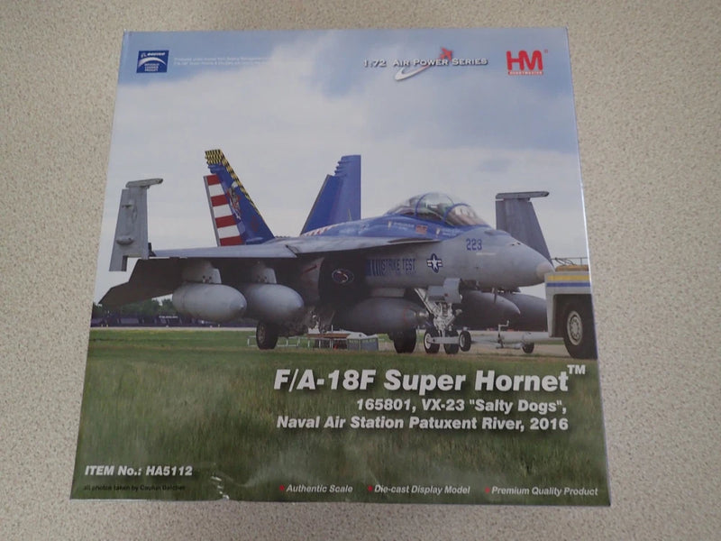 Sealed 1:72 F/A-18E Super Hornet model in retail box with blue jet artwork