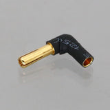 Right-angle RC bullet adapter, 3.5mm female to 4mm male, black with gold plug