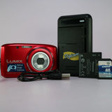 Panasonic Digital Camera Lumix DMC-S2 14.1MP Red Tested Full Working Set