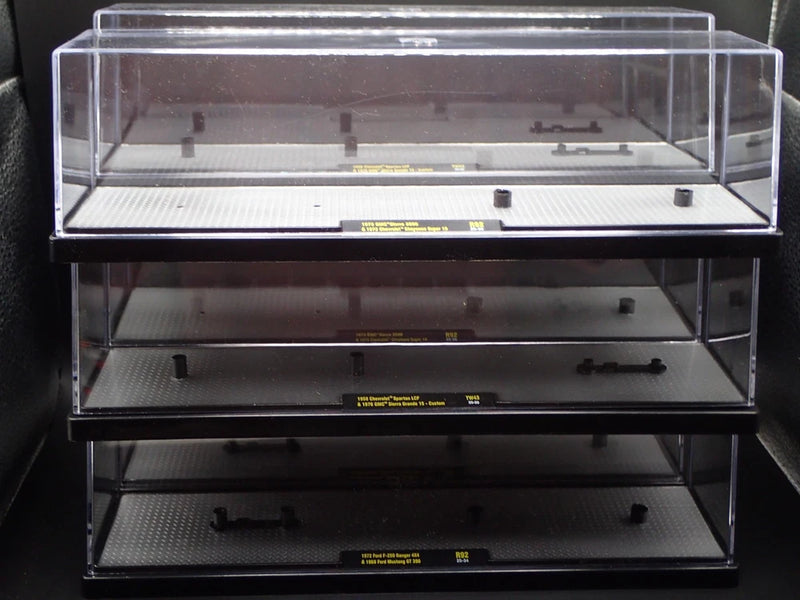 LOT OF 6 1/64 M2 LONG PLASTIC DISPLAY CASES DIECAST MODEL CAR DISPLAYS
