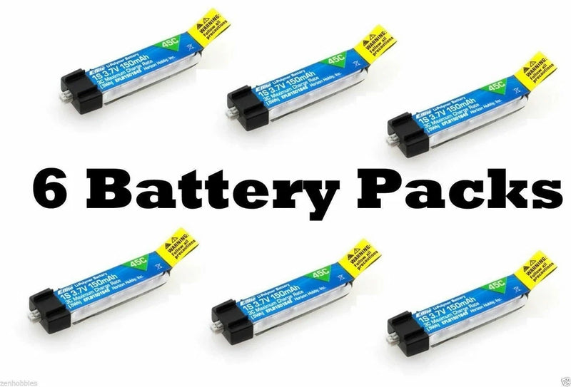 E-flite 45C 150mAh 1S 3.7V LiPo 6 Pcs Battery BLADE MSRX PARKZONE NAO CPX Battery