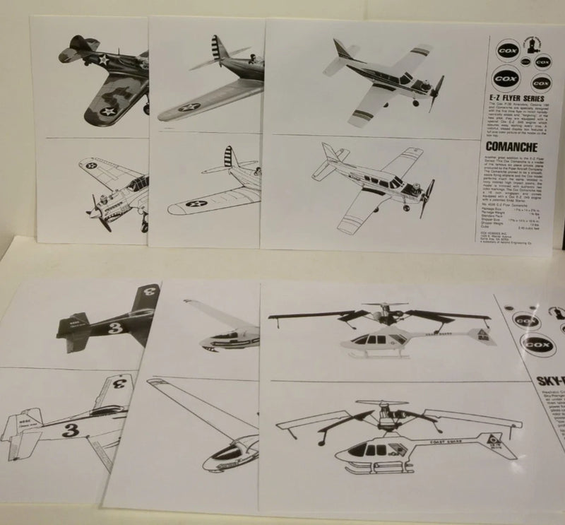 Lot of 6 Cox Hobbies Black & White RC Airplanes Photographs - Set B