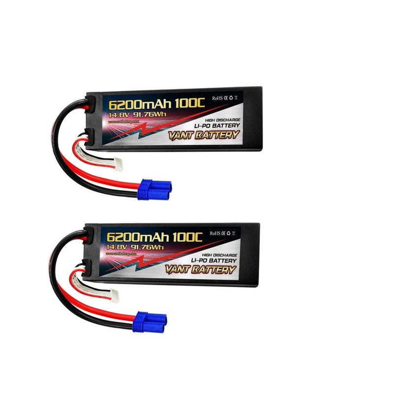 2 VANT 6200MAH  14.8V 100C 4S EC5 HardCase Lipo Battery  Arrma KRATON TYPHON NHX Battery