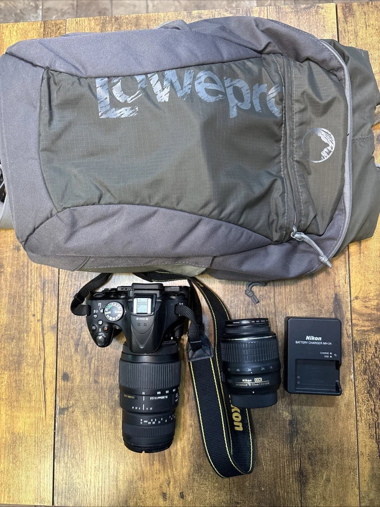 Nikon D5200 24.1MP DSLR Camera Black AF-S DX 18-55mm Lens+sigma DG Lens 70-300