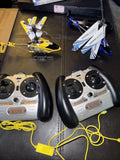 RC mini helicopter kit with two transmitters and two toy helicopters