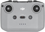 DJI drone controller with twin thumb wheels and central screen buttons, gray