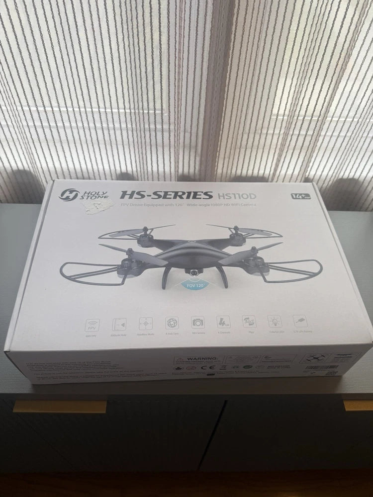 HS-SERIES HS110D drone box with illustrated quadcopter and camera