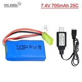 1cps 7.4V 700mAh 25C Lipo Battery with USB Charger For FT007 FX059 FX176 RC Boat