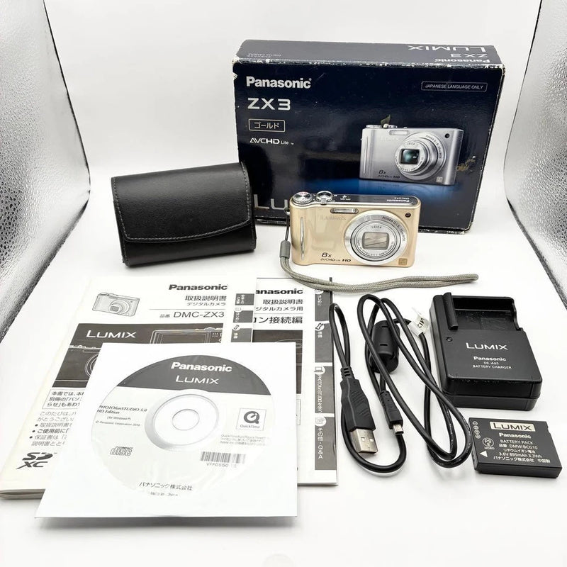Panasonic LUMIX DMC-ZX3 Compact Digital Camera Gold with Box Accessories