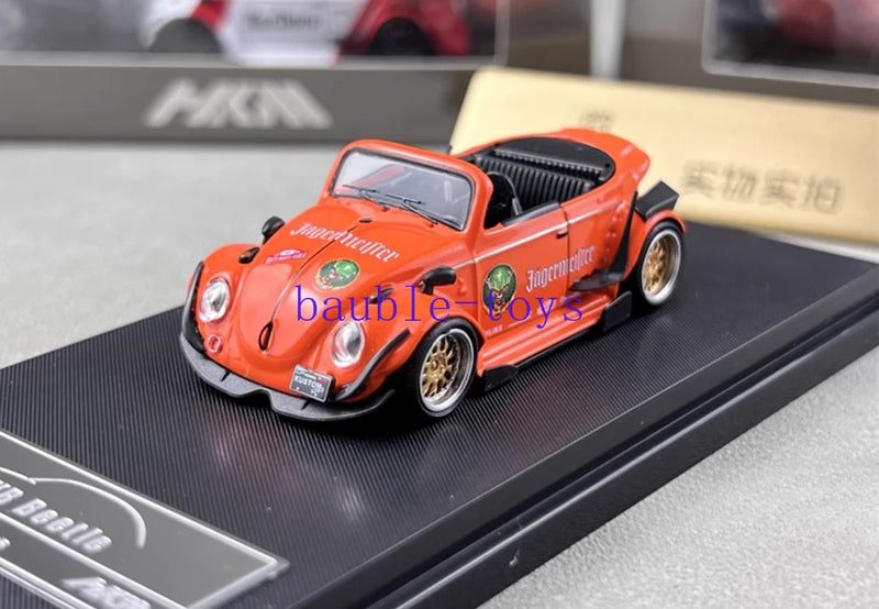 HKM 1:64 Orange VW RWB Beetle Convertible Sports Model Diecast Collect Car