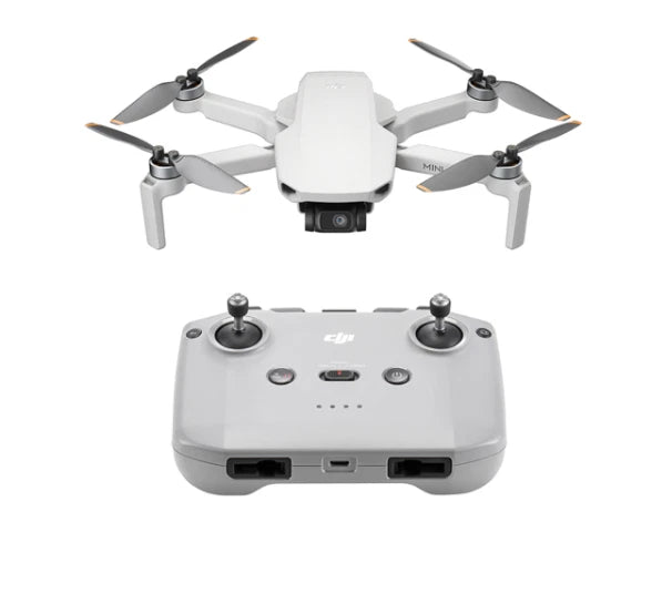 Quadcopter drone with remote controller, white with foldable propellers