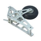 Aluminum alloy RC glider retract assembly with black wheel and mounting bracket