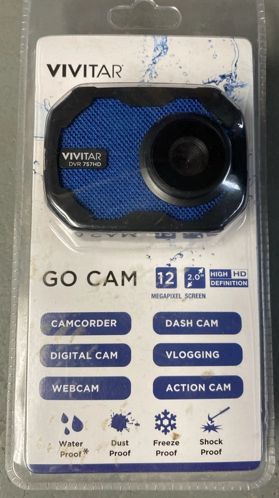 Vivitar DVR 757HD Waterproof Dash Cam 2?? Screen Go Action Cam Blue