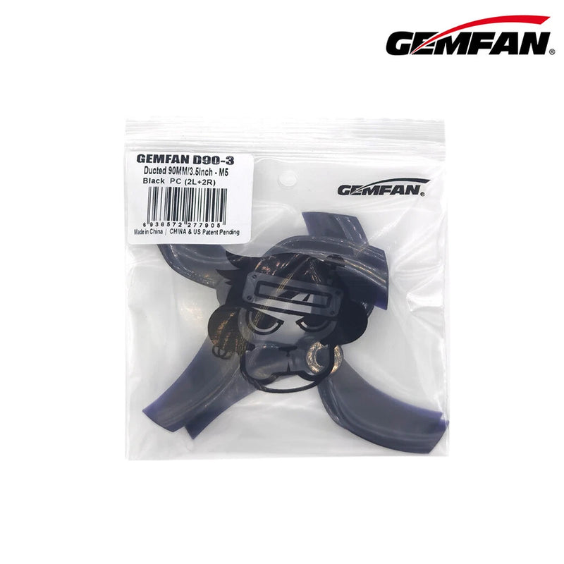 GEMFAN 2CW 2 CCW Drone D90 3blades Propeller Ducted 90MM 3.5Inch PC Material m5