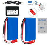 2PCS Rechargeable Li-ion Battery 7.4V 1500mAh Universal JST Plug for RC Car Boat