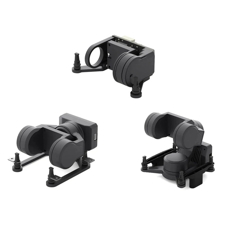 Black FPV gimbal stabilizer mount with four vibration feet and camera housing