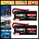 High-Capacity 7.4V 6200mAh 100C LiPo Battery Pack for RC Cars - T Plug, 2 Pack Battery
