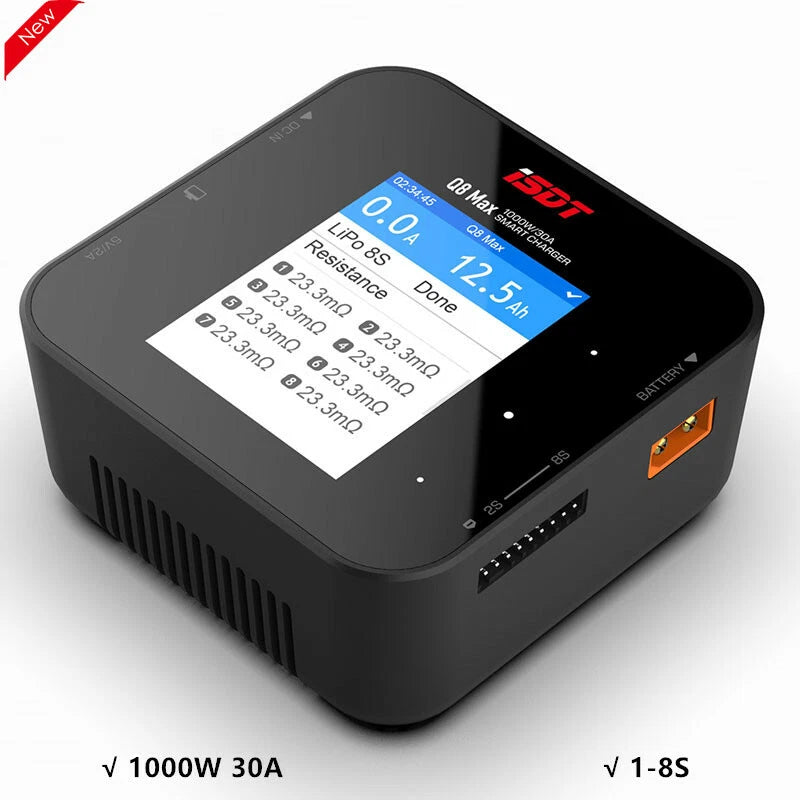 ISDT Q8 MAX 1000W 30A 1-8S Lipo Battery Balance Charger for Lilon LiPo LiHV Battery
