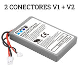 Gray PS4 battery controller with label and two wire connectors