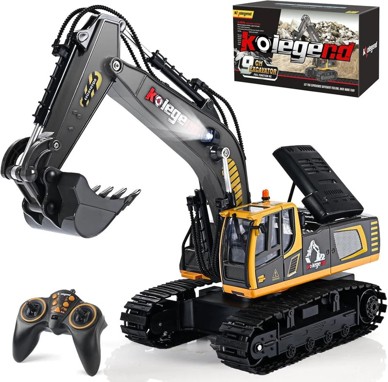 kolegend Remote Control Excavator Toy for Boys, 11 Channel RC Construction Tr...