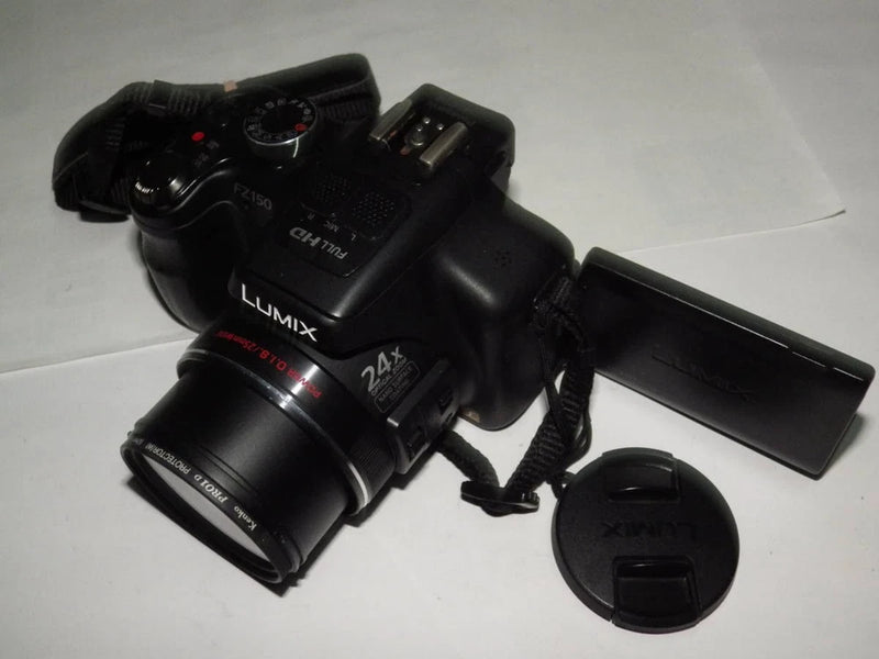 , Panasonic Lumix FZ150, Black, Tested and Working, 25-600mm, 12.8MP, ari-angle