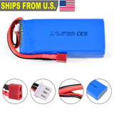 7.4V 3800mAh LiPo RC battery pack, blue with red/black leads and white connector