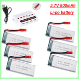 6¡Á 3.7V 800mAh 25C 752555 Lipo Battery +Charger For JJRC H11C H11D RC Quadcopter