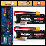 High-Performance 3S 11.1V 2200mAh 50C Lipo Battery XT60 Connector - 2 Pack Battery