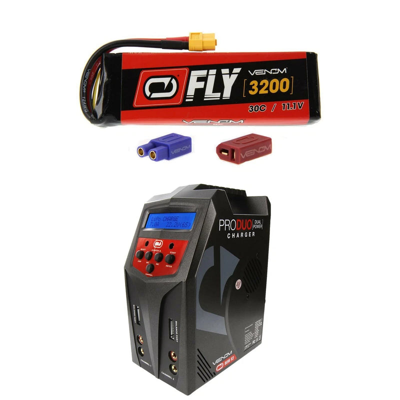 Venom Fly 30C 3S 3200mAh 11.1V LiPo Battery and Pro Duo Charger Combo Battery