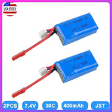 2PACK 7.4V 400mAh 2S JST Plug LiPo Battery Pack for Micro FPV Drone Quadcopter