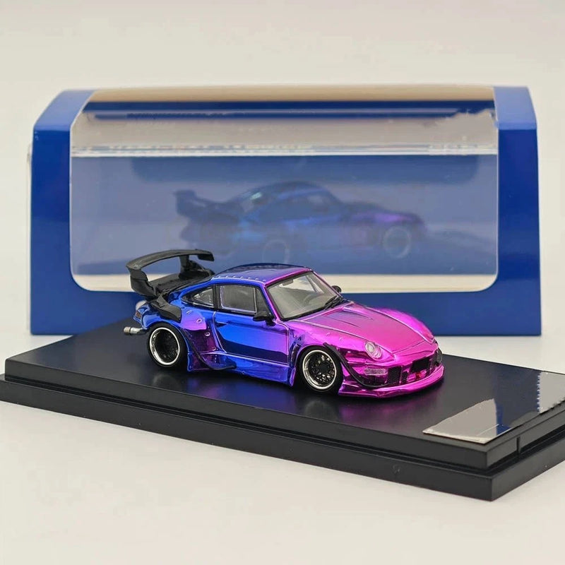 SW 1:64 993 Gradient Chrome Purple Diecast Model Car Limited Collection