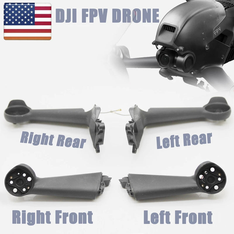 Set of four gray FPV drone arm shell cover repair parts, front and rear left/right