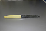 RC glider fuselage pod: yellow nose, dark carbon-aramid weave