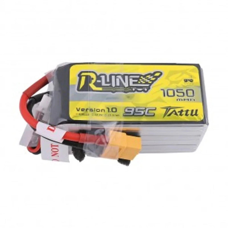 Tattu - 1050mAh 22.2V 95C 6S1P Full Size FPV Racing Quad battery with XT60 Plug Battery