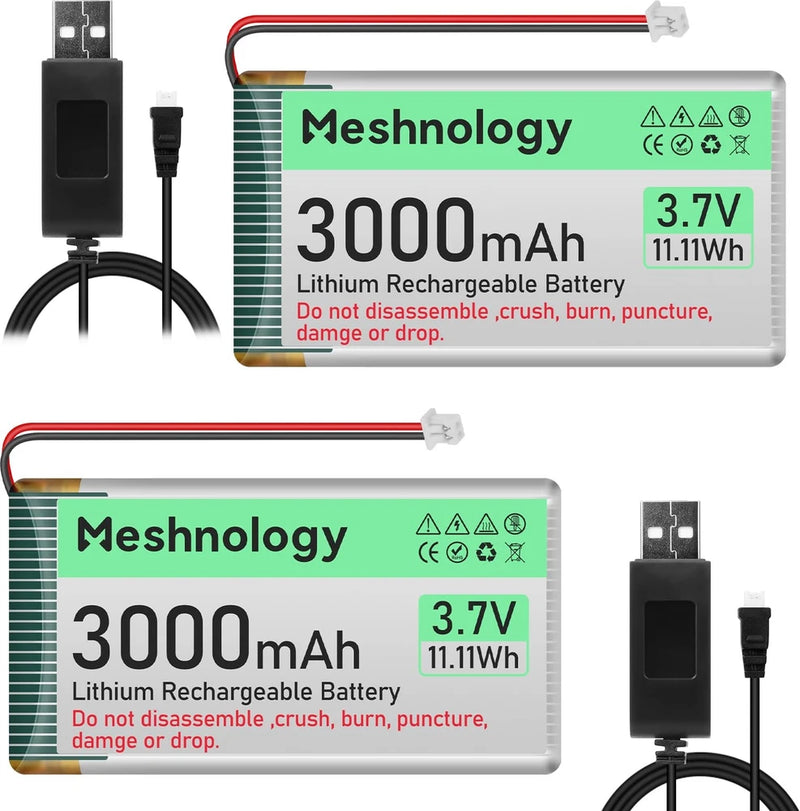 Meshnology 3.7V 3000mAh LiPo Battery 2 Pack Battery