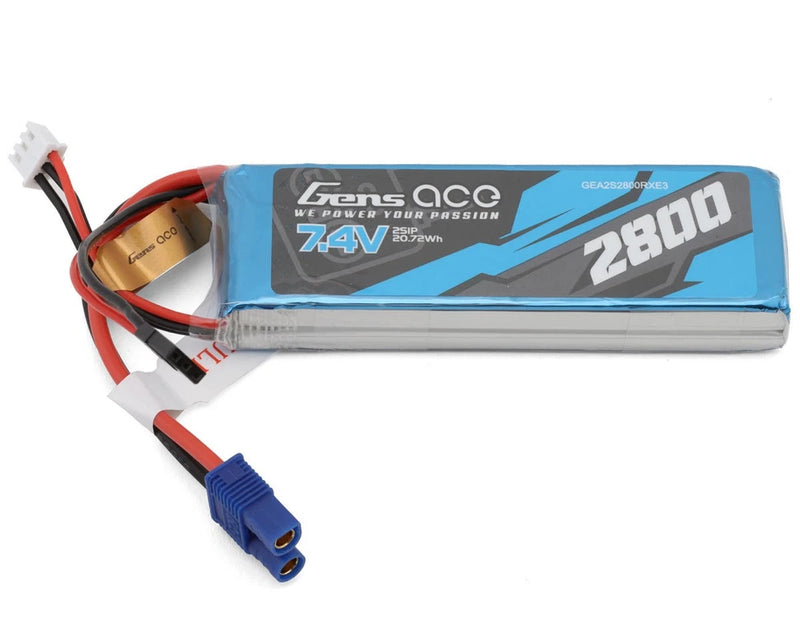 Gens Ace 2S RX LiPo Battery Stick Pack (7.4V/2800mAh) w/JR & EC3 Connectors Battery
