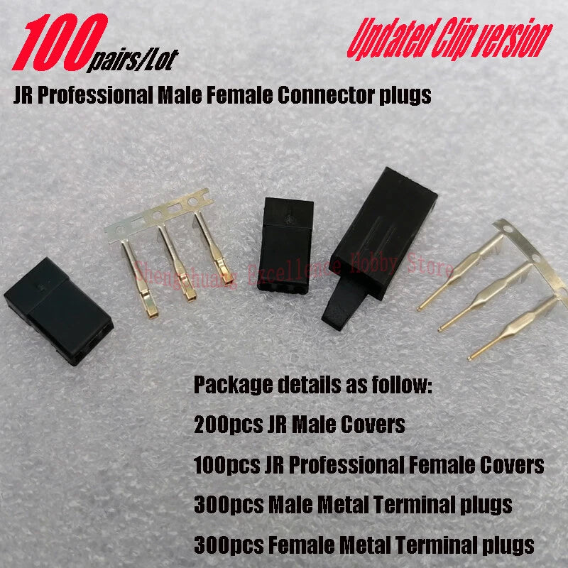 10/100pair Update Drone JR Futaba Receiver Servo Plug Clip Male Female Connector