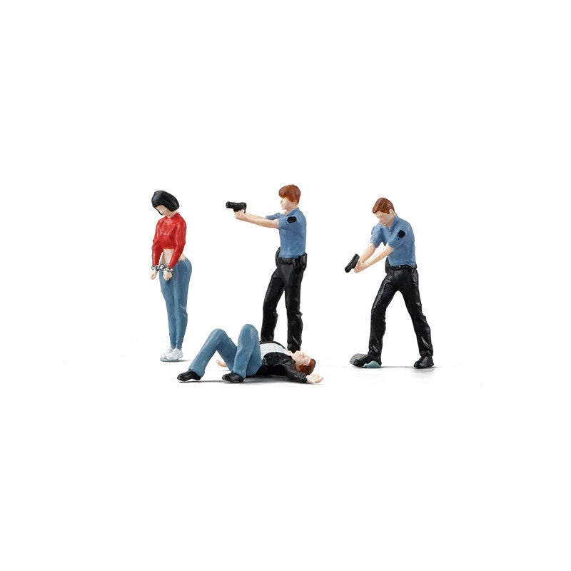 1:64 Painted Figure Mini Model Miniature Resin Diorama Police Car Accident Scene