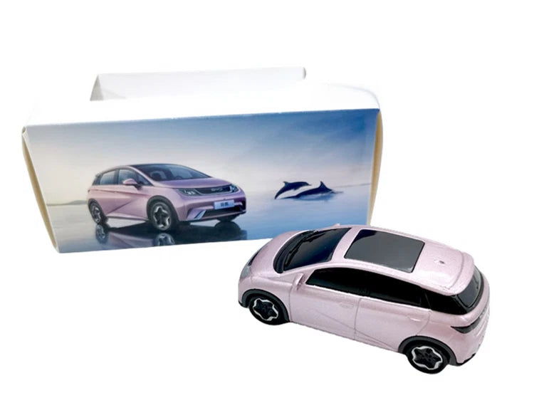 Original Factory 1/64 Scale BYD Dolphin EV Pink Color Diecast Model Car Gifts